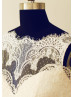 Ivory Eyelash Lace Tulle Romantic Wedding Dress With Decorative Buttons